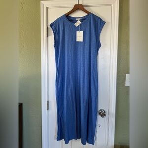 NWT Mododoc 100% Cotton Dress Sleeveless with Pockets Size Large in Blue